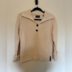 Marc O'Polo Womens 100% Cotton Knit Sweater Collared Size Medium Cream EUC